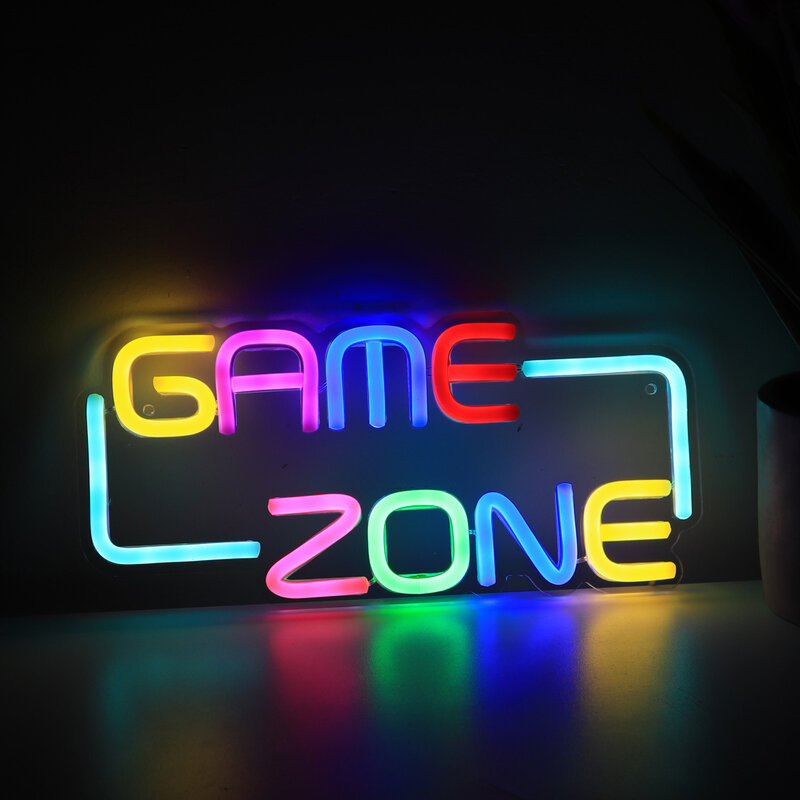 1PC Colorful Game Zone LED Wall Neon Sign For Game Room Party Gallery Shop Pub Club Game Youtuber Decoration 11.77''5.47''