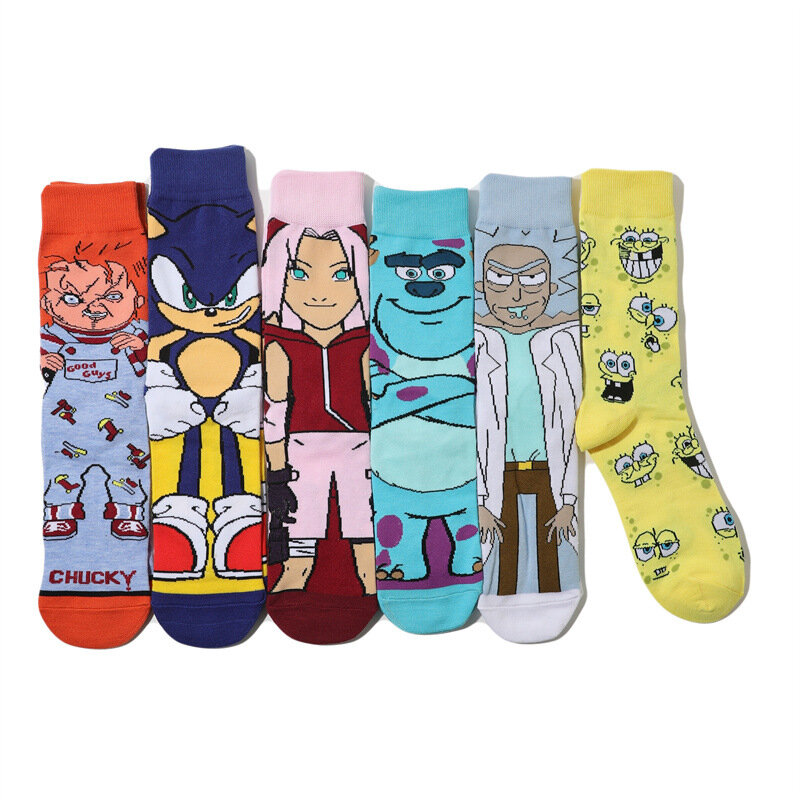 Baumwolle Cartoon Monster College Socken Anime Persönlichkeit Trend Mittel Rohr Socken Comic Socken Lange Rohr Skateboard Socken