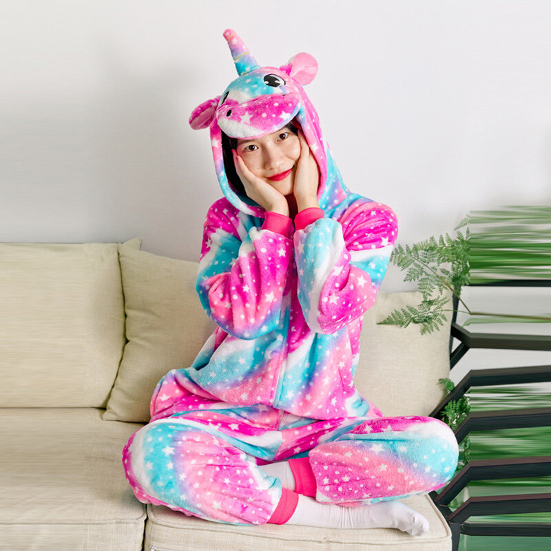 Piżama Kigurumi flanelowa dla dorosłych Anime kreskówka kostiumy na Halloween kombinezon kombinezon z długim rękawem puszysta piżama