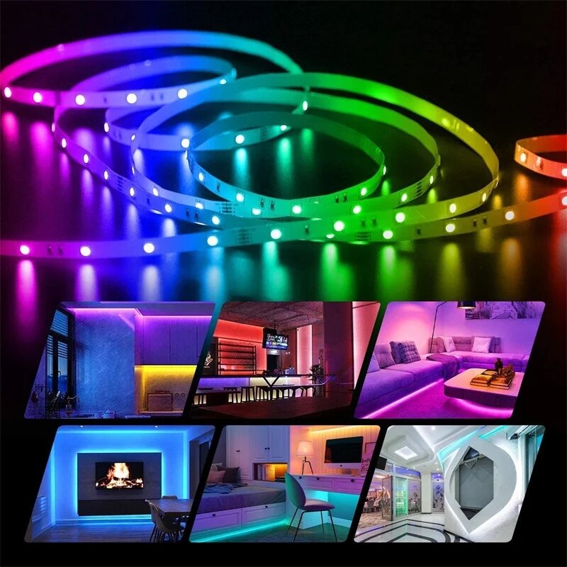 USB flexível LED Light Strip com ilusão, RGB, Bluetooth, Sincronização de Música, TV Backlight, Decoração Interior, 5V, 5050