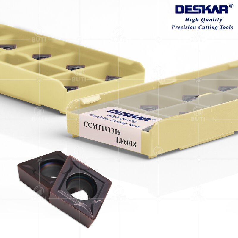 DESKAR-CNC Carbide insere torno cortador de corte, ferramentas de torneamento, CCMT060204, CCMT09T304, CCMT120404, LF6118, LF6018, 100% original