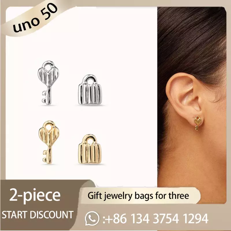 2024 Classic UNO DE 50 Fashion Classic 925 Silver Key Type Earrings Niche Women Romantic Jewelry