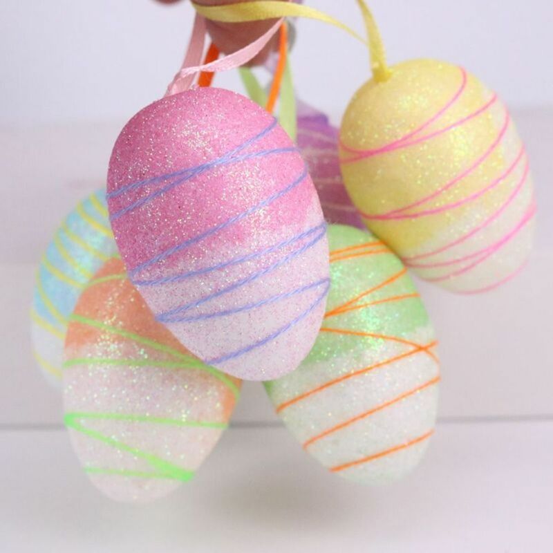 Pasen Bunny Foam Easter Egg Set Diy Ambachtelijke Kunstmatige Pasen Pasen Eieren Spot Bloem Kleurrijke Paaseieren Feest Decor