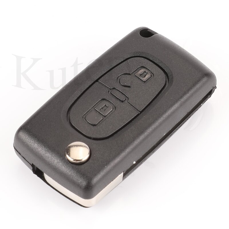 Jingyuqin – clé télécommande à 2 boutons, transpondeur ASK id46-pcf7941, 433MHz, pour voiture peugeot 207, 307, 407, lame VA2, CE0523