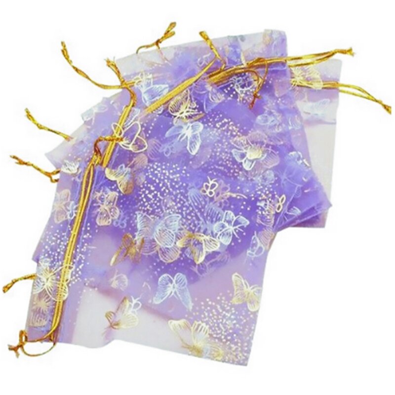 E0BF 25 uds bolsas regalo Organza bolsas con cordón para joyería dulces para fiesta boda 10X12cm
