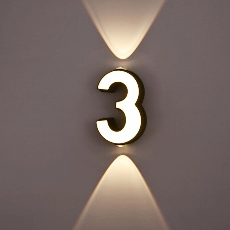ไฟ LED สีอบอุ่นตัวเลข0-9ไฟติดผนังกลางแจ้งสวนระเบียงประตูสัญลักษณ์กลางแจ้งกันน้ำโคมไฟผนังกันน้ำ