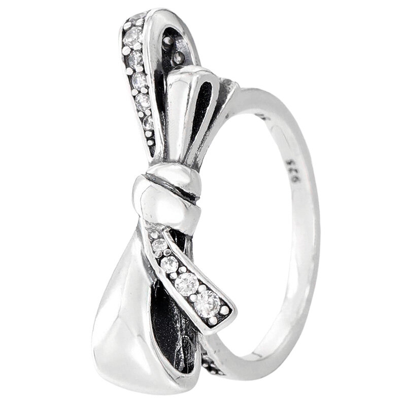 Węzeł miłości mają charakterystyczne kółka jaskrawa kokarda promienny pierścień świecący 925 srebrny pierścionek do oryginalnej biżuterii