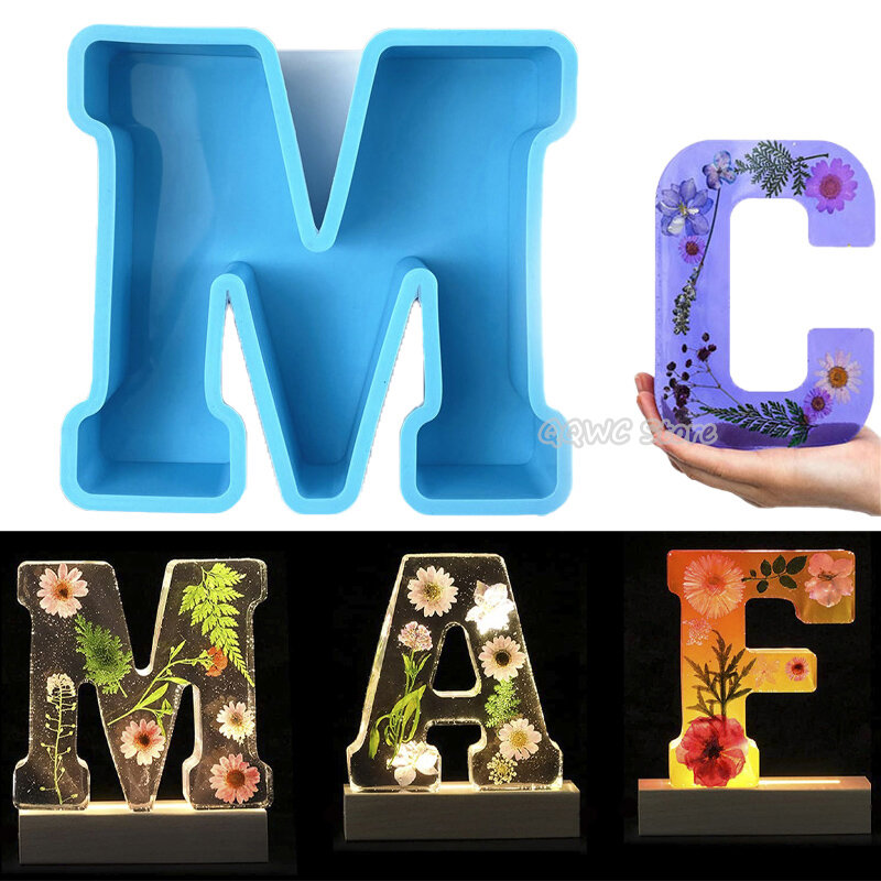 6inch Capital Alphabet Epoxy Resin Silicone Mold Letter Number Mould DIY Birthday Party Proposal Wedding Decoration Casting Mold