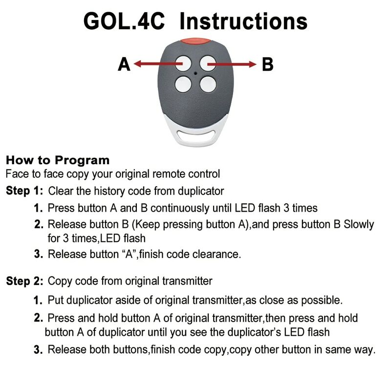Ditec GOL4Cリモコン高品質コピー433.92mhzガレージのドアゲートリモコンデュプリケータ