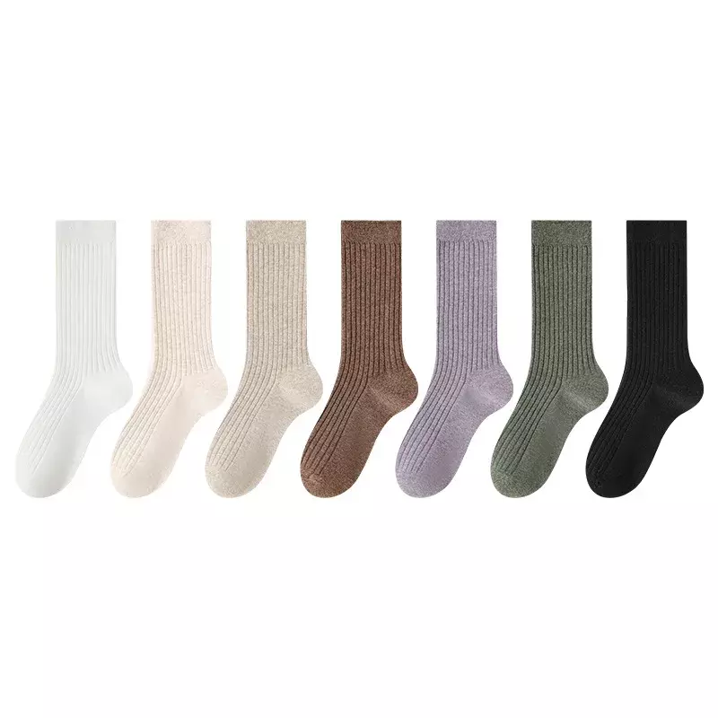 Mid-high-cut 100% cotton casual socks Zhuji combed cotton socks