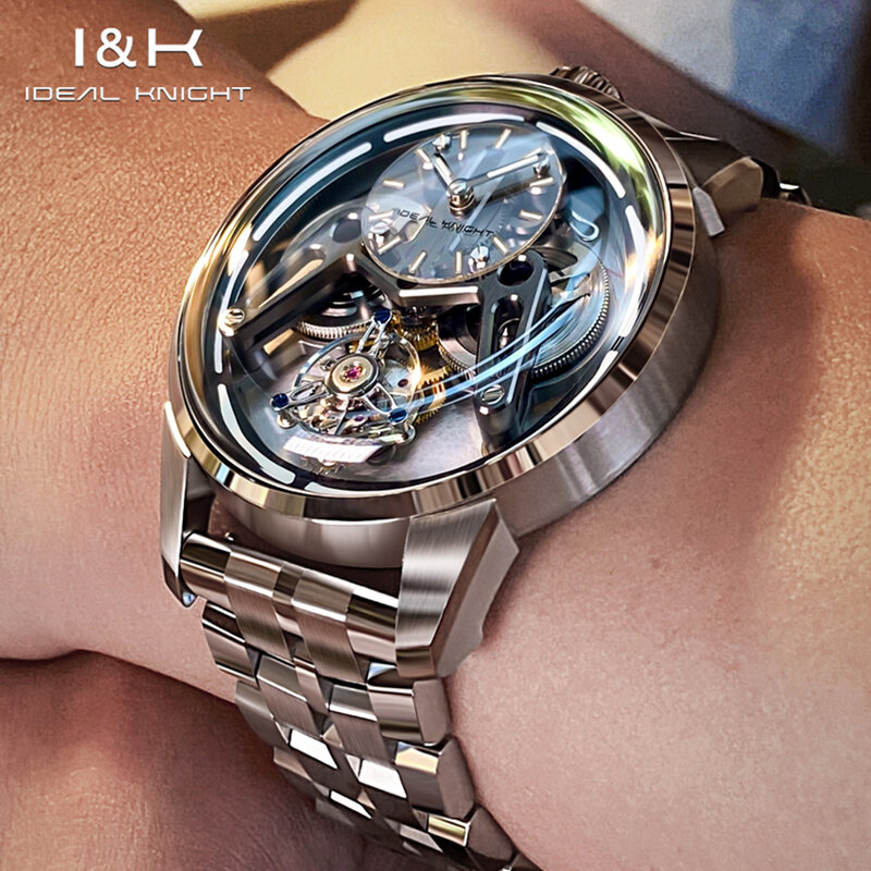 이상적인 나이트 탑 뚜르비옹 무브먼트 남성용 시계, 좋아하는 수준의 방수 시계 스트랩 3 개, 한정판 럭셔리 손목시계