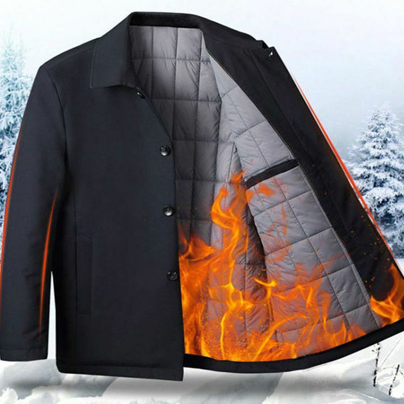 중년 및 노인 남성 캐주얼 재킷, 클래식 비즈니스 코튼, 가을 겨울 버튼, 느슨한 두꺼운 퀼트 코트, A263