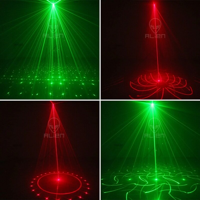 외계인 충전식 파티 DJ 디스코 빛 사운드 활성화 RGB LED 스트로브 무대 레이저 프로젝터 댄스 생일 웨딩 바 크리스마스