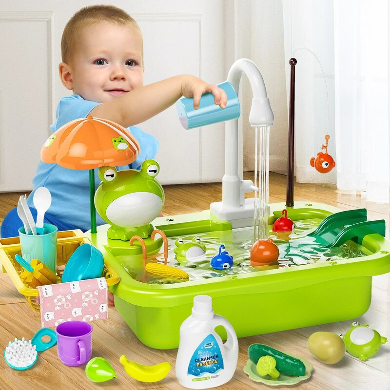 Baby Kitchen Toy Play House Toys giochi di imitazione Dish Wash Sink lavastoviglie elettrica gioco di ruolo lavori domestici giocattoli educativi per bambini