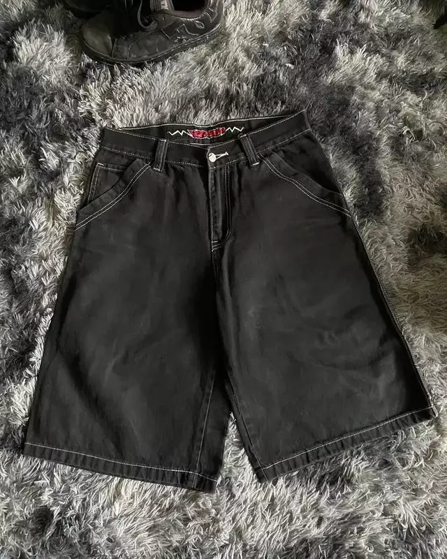 Брюки в стиле хип-хоп с карманами и вышитыми надписями раньше 2k, мешковатые джинсовые шорты для спортзала, мужские и женские баскетбольные шорты с высокой талией