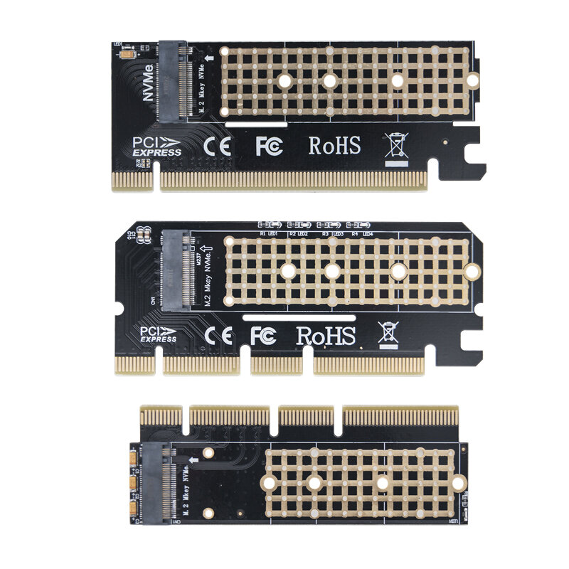 อะแดปเตอร์ PCIe NVMe M2 PCI Express 3.0 X1 X4การ์ดขยายตัว X8 X16การ์ดไรเซอร์รองรับ2230 2242 2260คีย์ M.2 2280 M NVMe SSD