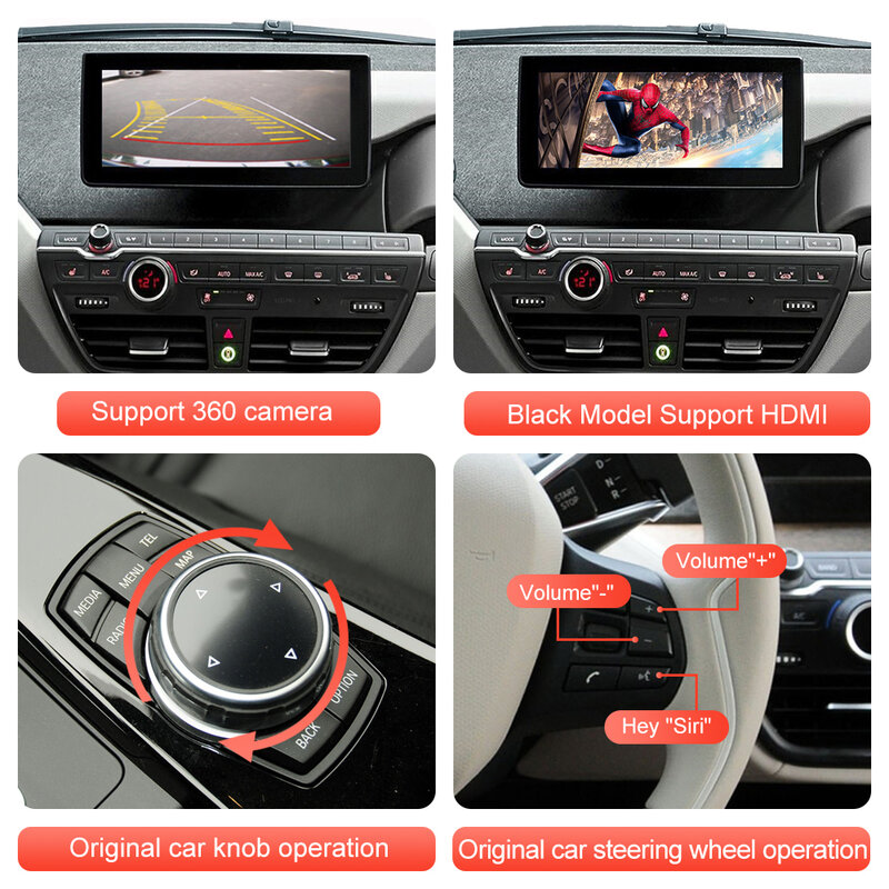 Wireless CarPlay untuk BMW i3 I01 NBT EVO sistem 2013-2020 dengan Android Auto Mirror Link AirPlay mobil bermain kamera belakang BT GPS