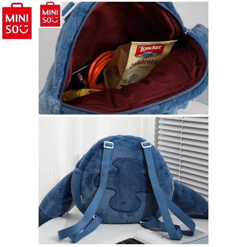 MINISO Disney Cartoon Stitch Plush Decoration Backpack for Women's Fashion, Sweet, Cute, High Quality Storage Phone Bag