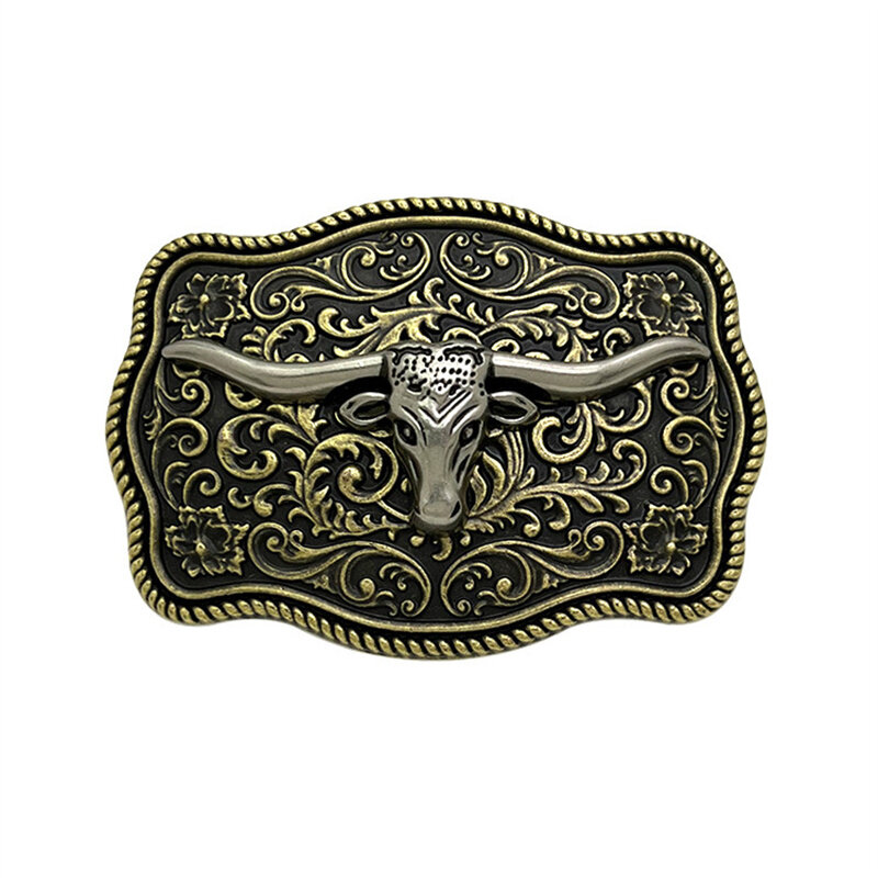 Tang grass pattern bullhead belt buckle western style