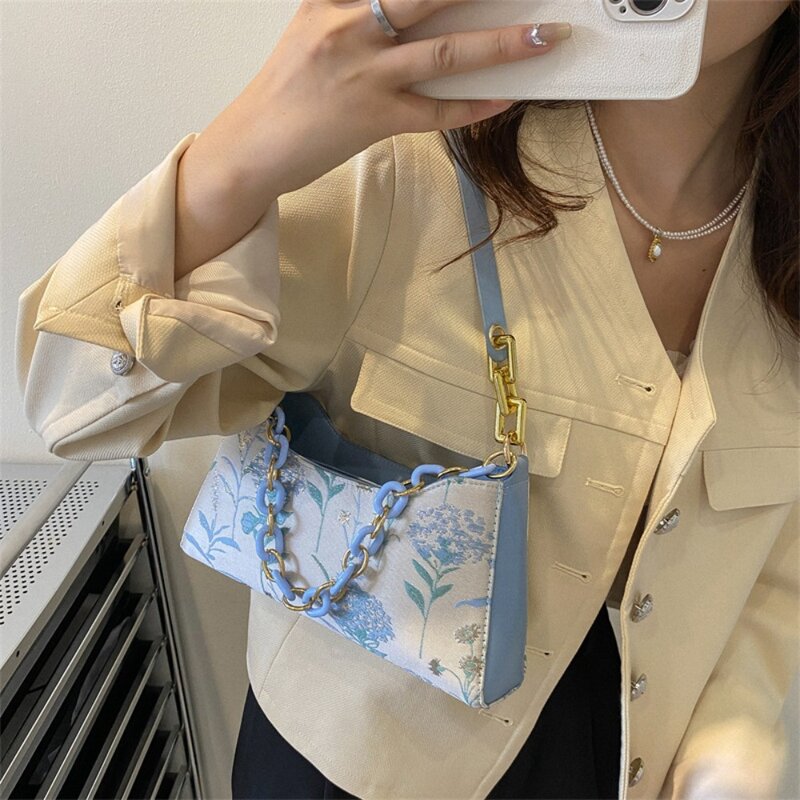 Exquisite Shoulder Bag Fashion Floral Print High-quality Handbag Polyester Crossbody Bag