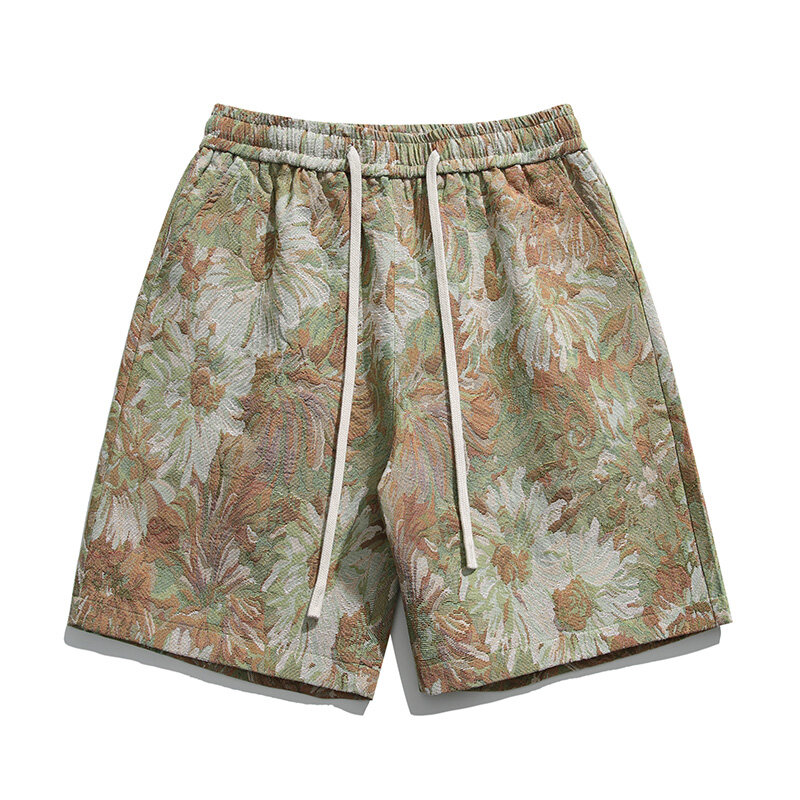 Брюки мужские свободного покроя, классические модные Универсальные штаны, с эластичным поясом, с цветочным принтом, на лето