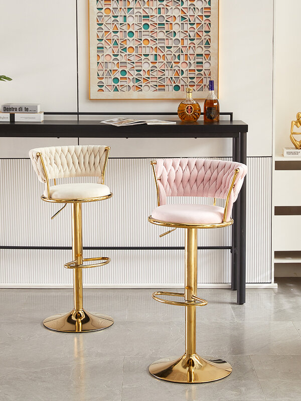 Chaise de bar relevable rotative, tabouret haut, meubles nordiques, dossier, tabouret de bar en velours, piste de bar pour cuisine, tabouret de comptoir