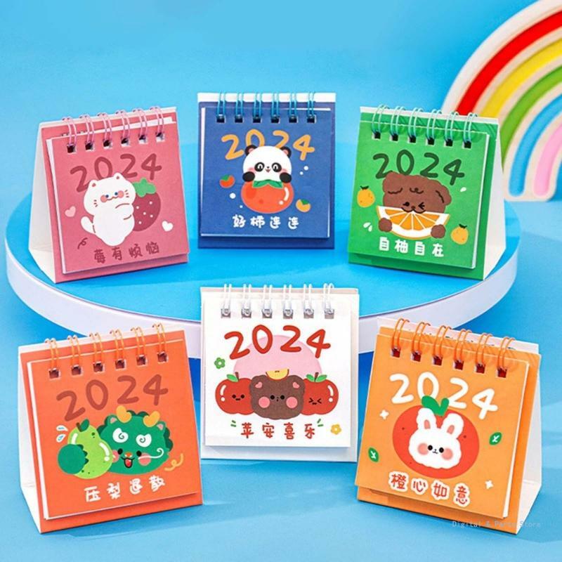 M17F Ally Magic Desktop Calendar, 2024 Mini Cartoon Flip Up Planner mensile per decorazioni scolastiche per l'home office
