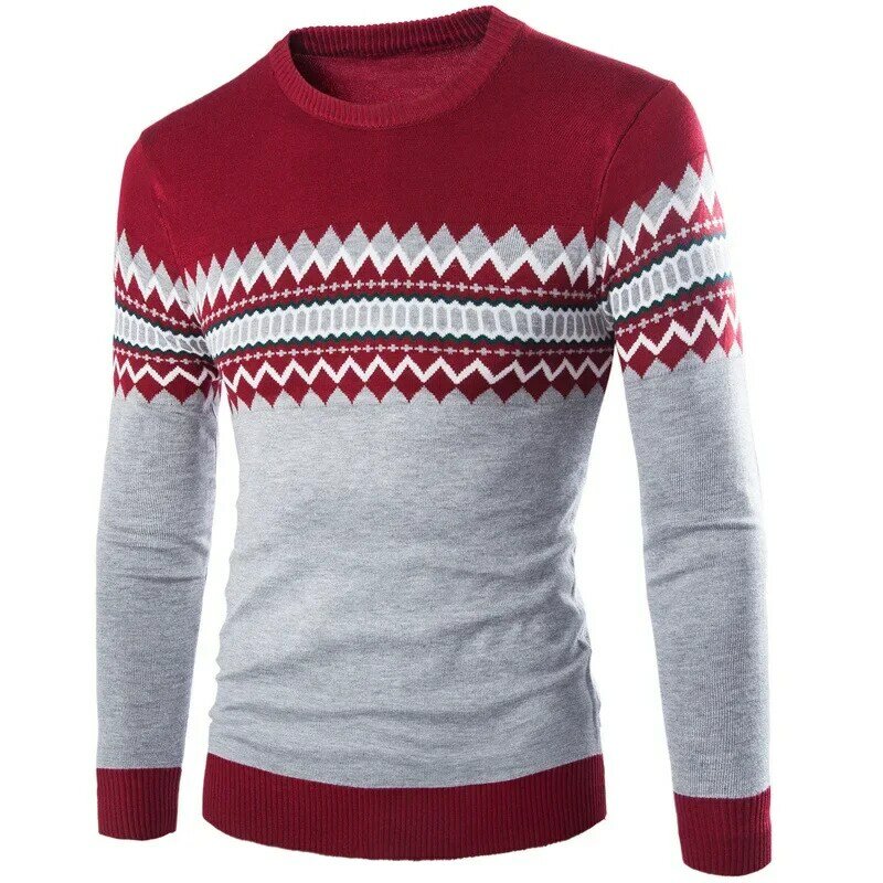 Sweater pulover pria Perdagangan Luar Negeri baru musim gugur dan musim dingin butik Inggris leher bulat