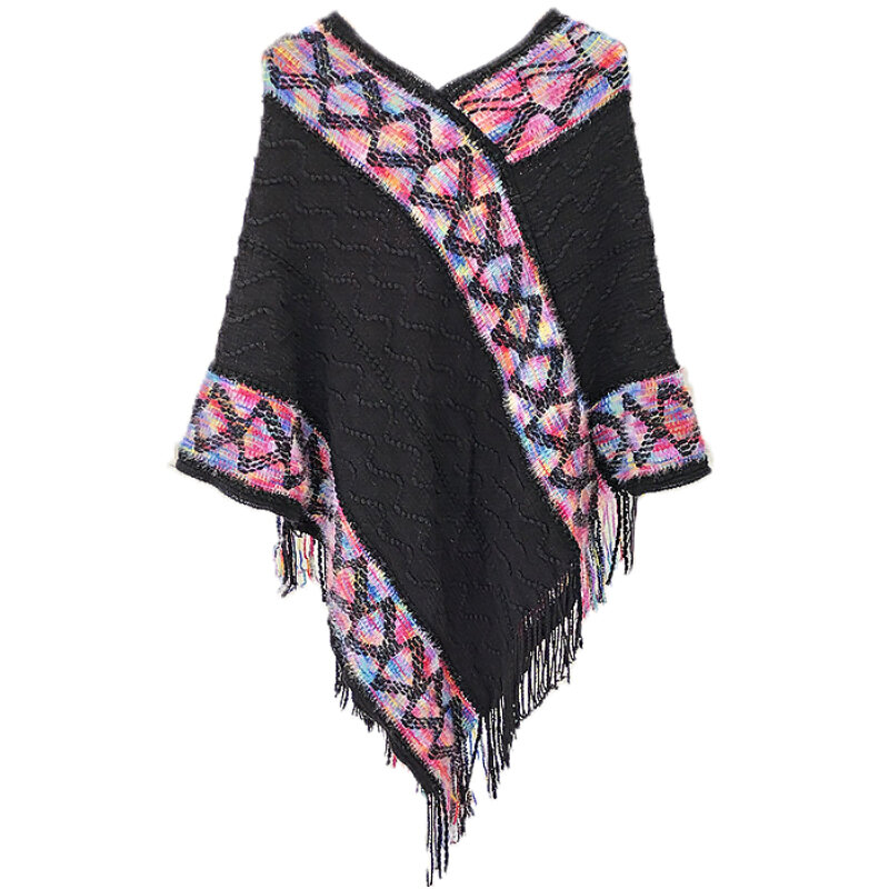 1pc Vintage mehrfarbige Welle gestreifte Reise gestrickt Schal geometrische Muster Boho elegant vielseitig stilvoll