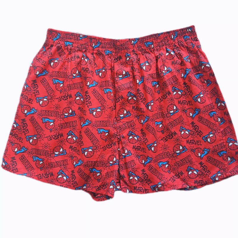 Pajama Pants For Men Woven Cotton Cartoon Loose Pants Short Red
