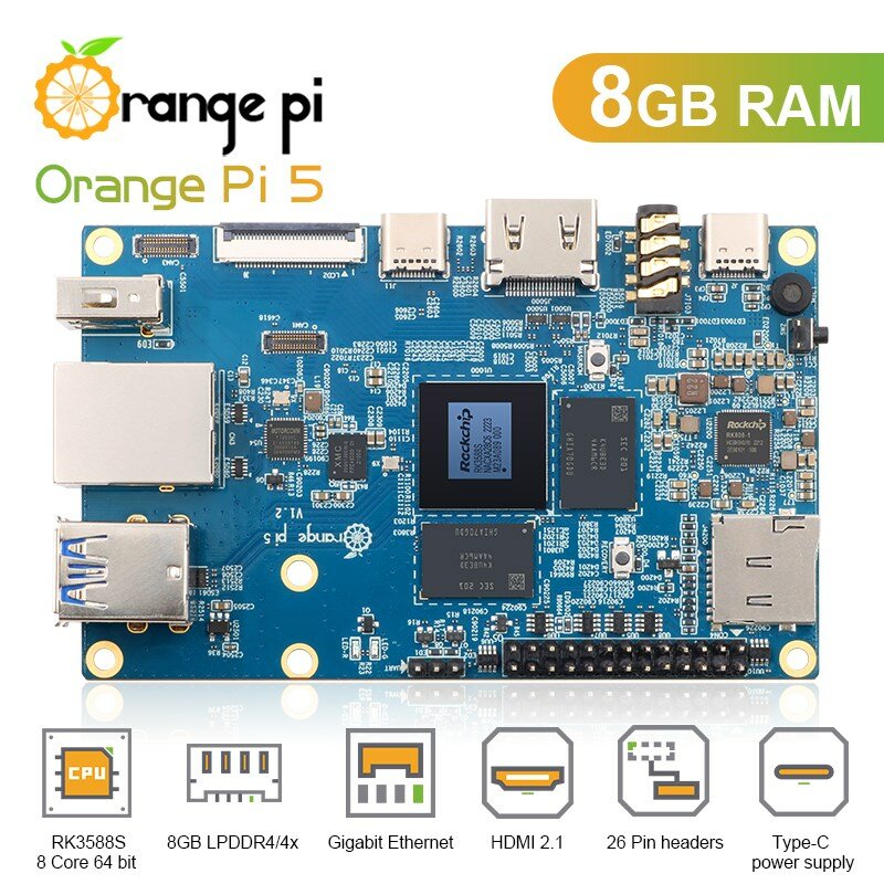 오렌지 파이 PCIE 모듈 외부 와이파이, BT 리시버 기가비트 이더넷 SSD, 싱글 보드, 아크릴 옵션, 5, 4, 8, 16GB, RK3588S