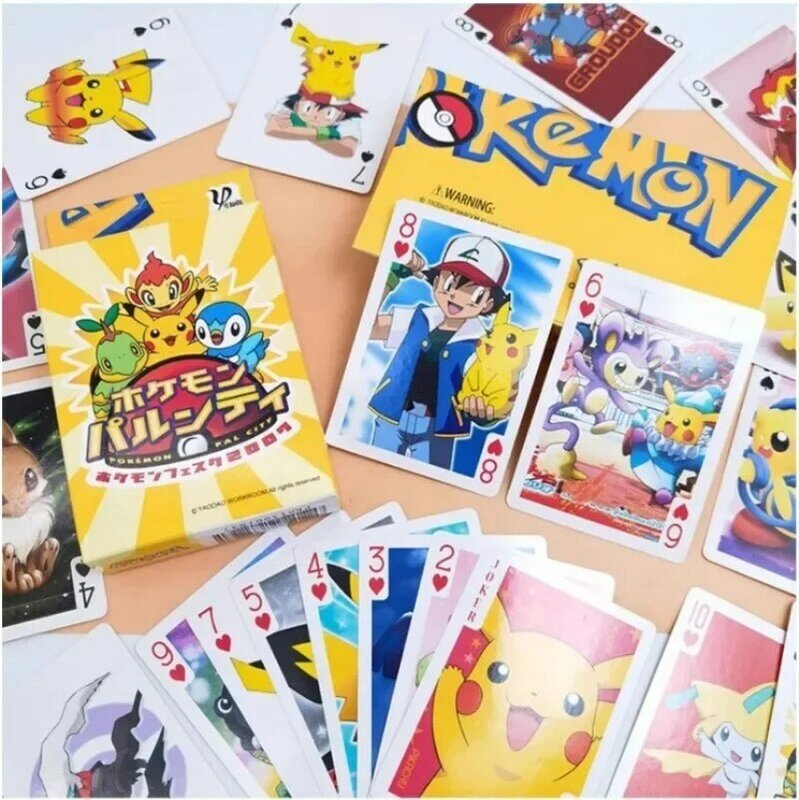 Pikachu ไพ่อะนิเมชั่น, ไพ่โป๊กเกอร์54ชิ้น permainan Teka-teki แบบไม่ซ้ำ