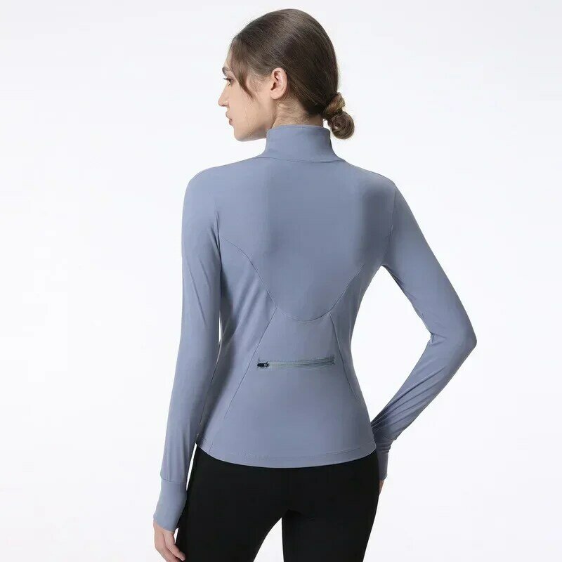 Autumn and winter sports coat women's quick-drying yoga clothes top running fitness clothes tight jacket