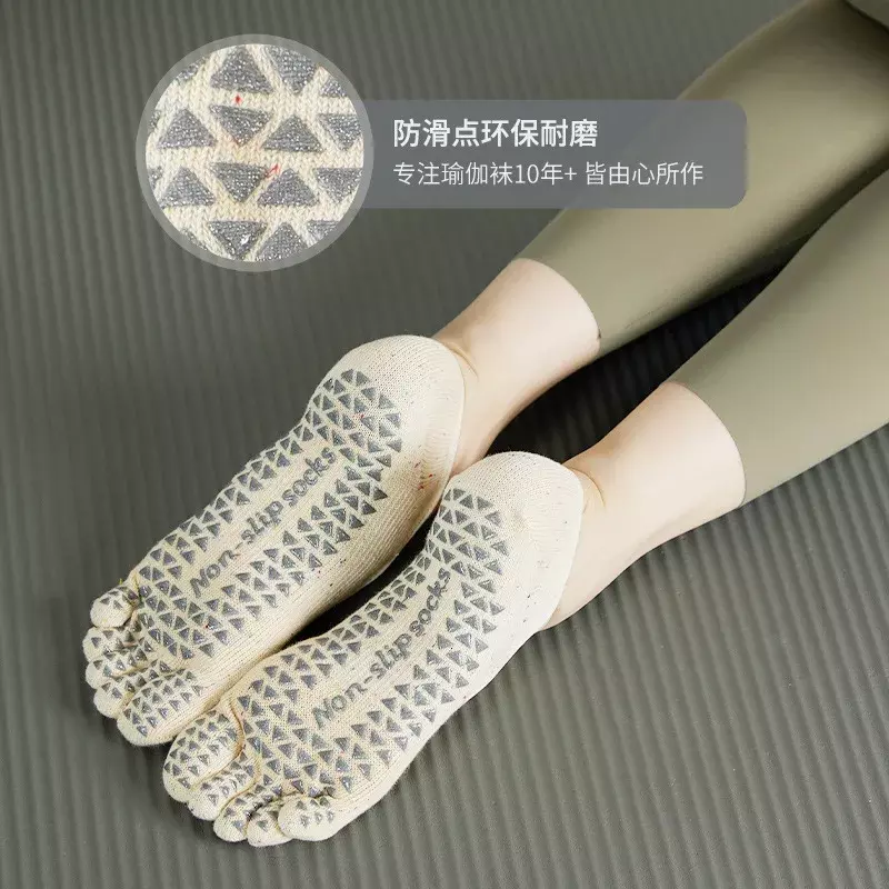 Calcetines de Yoga de silicona antideslizantes para mujer, medias cortas de cinco dedos con espalda abierta, para Fitness, deportes, Pilates