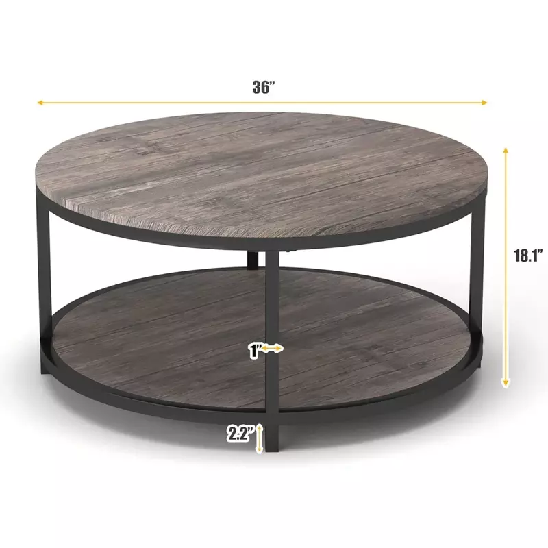 36 "Couch tisch für Wohnzimmer 2-stufiger rustikaler Holz-Desktop mit Ablage fach modernes Design Wohn möbel (helle Walnuss) Tische