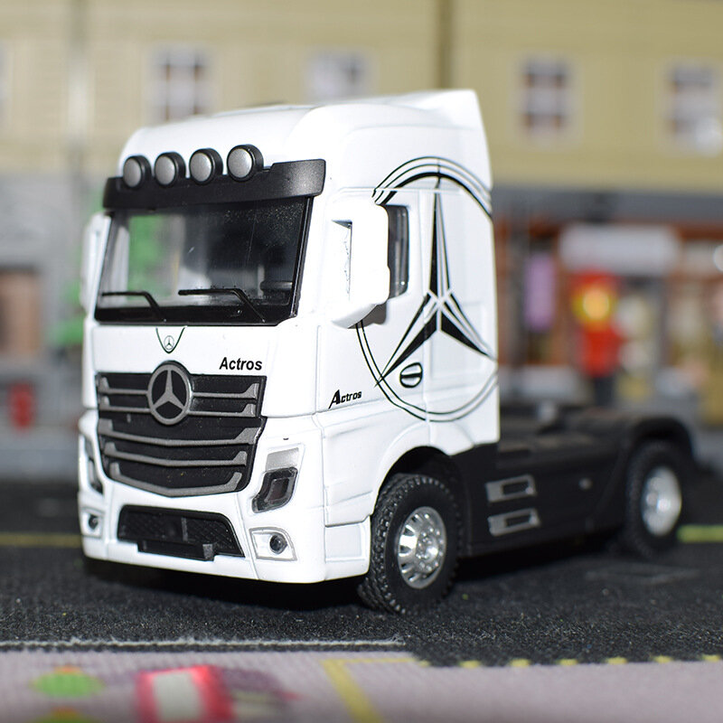 1/50 duża ciężarówka kontenerowa dla dzieci zabawki Diecast materiał stopu Model samochodu z wycofać dźwięk światła pojazd transportowy zabawki dla chłopca