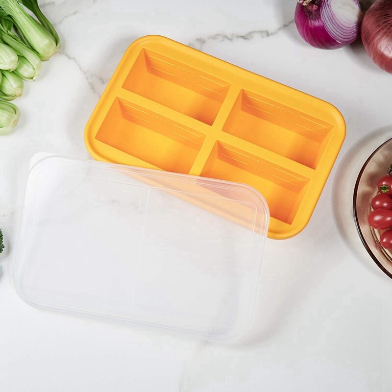 Cup Silicone Freezing Tray With Lid,2 Pc , Easy-Release Silicone Freezer Tray Food Freezer Molds