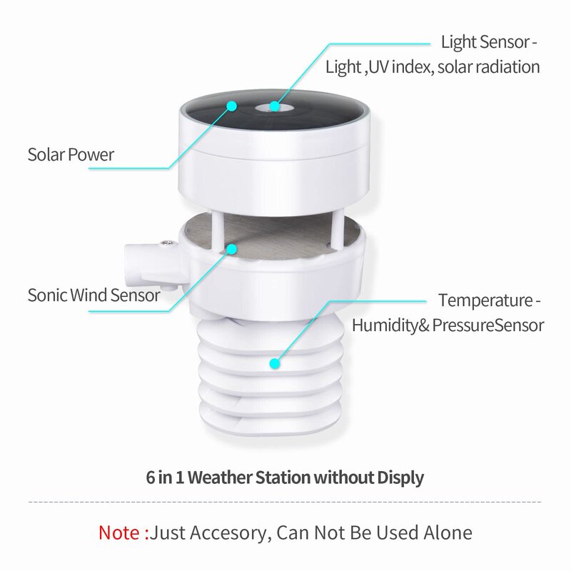 Ecowitt HP2553 Wi-Fi Stacja pogodowa z dużym kolorowym wyświetlaczem TFT, ultradźwiękowym czujnikiem anemometru, samopróżniającym się czujnikiem deszczu