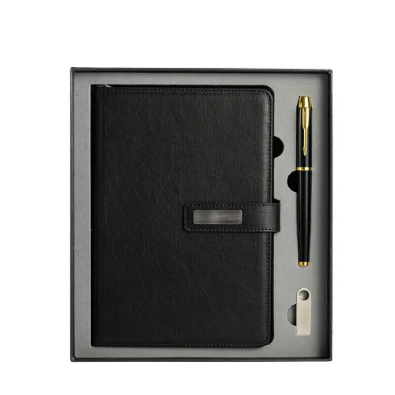 Produk disesuaikan. Logo kustom A5 PU kulit penutup buku harian perencana jurnal bisnis buku catatan disesuaikan Set dengan pena