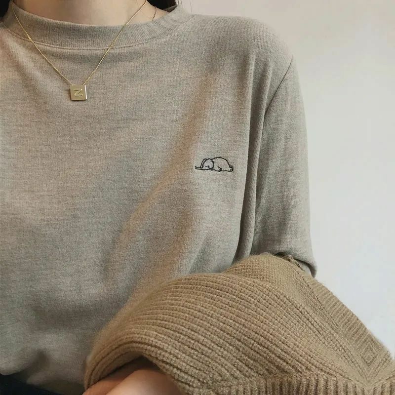Women O Neck Thermal Top Printing Embroidery Fleece Long-sleeved Thin double-Velvet Bottoming Shirt Thermal Casual Pullover Tee