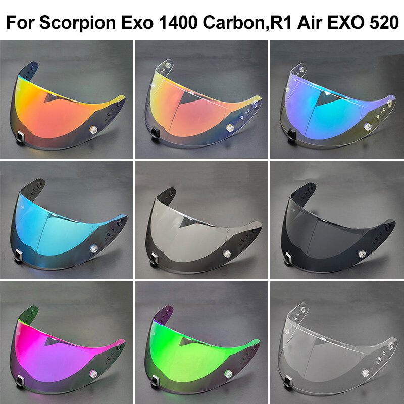 Visera de casco para Scorpion Exo 1400 Carbon, R1 y EXO 520, visera de lente de casco de motocicleta, protección Uv, protector facial
