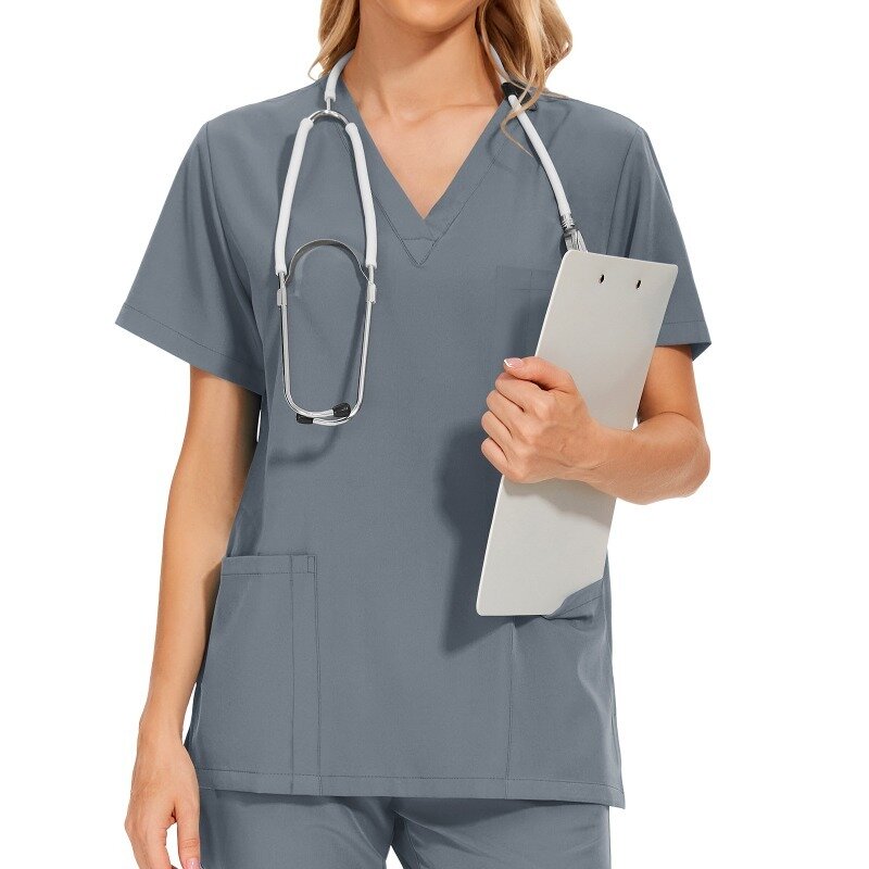 Новая медицинская униформа, эластичные топы с карманами и брюки, униформа медсестры, Спецодежда для доктора и хирургии, Спецодежда для салона красоты