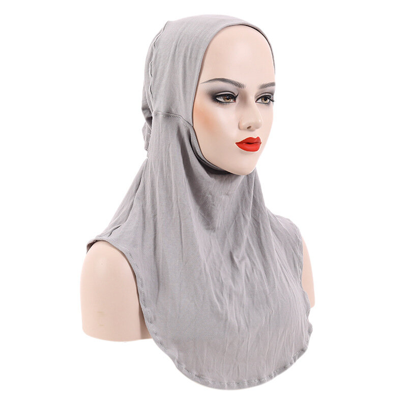 Hijab en Jersey pour Femme Musulmane, Sous-Écharpe Islamique en Coton, Bonnet de Sauna à Couverture Complète, Turban Arabe Uni