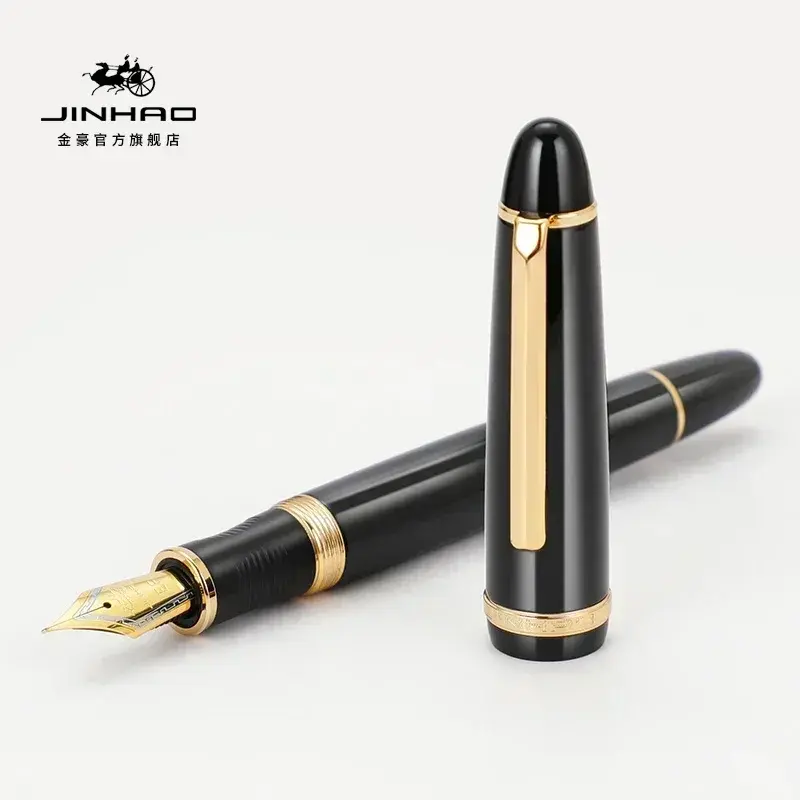 Jinhao X850 wieczne pióro elegancka czarna beczka złoty spinacz drobna średnia Iraurita stalówka do do podpisywania się biurowych przyborów szkolnych