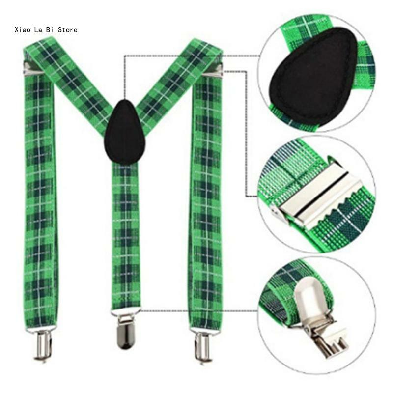 Bretelles vertes Shamrock, bretelles, accessoires célébration Saint-Patrick, XXFD
