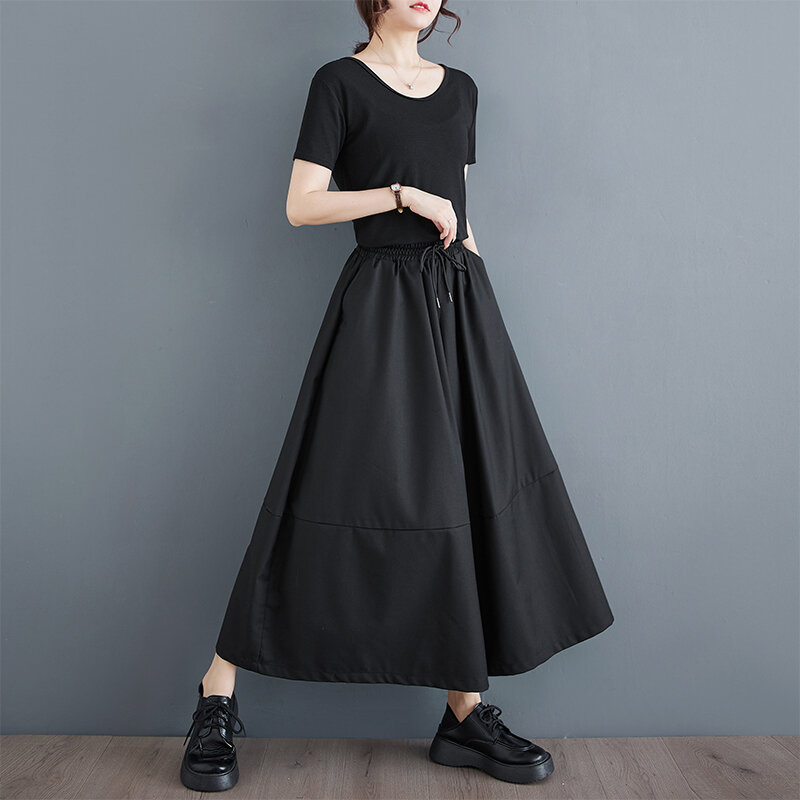 Calça larga preta escura feminina e masculina com retalhos, culotte chique solto, calça casual japonesa, atadura com retalhos culotte moda primavera verão
