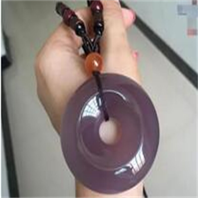 Selling Jewelry Natural imperial purple chalcedony pendant plump water ice translucent stone safety buckle pendant