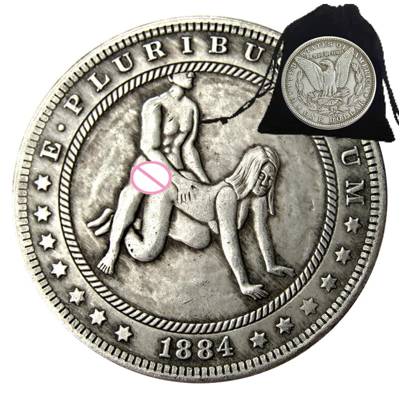 Moneda de lujo de Memory Boy Love Sport, monedas de arte de un dólar, monedas de bolsillo conmemorativas de la buena suerte, bolsa de regalo