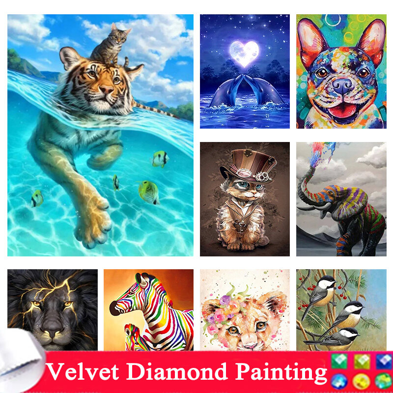 Kit de pintura de diamante 5D DIY, pintura de mosaico de diamantes cuadrados o redondos, Delfín, pájaro, gato, animales, regalo de bordado de diamantes de imitación, 1063