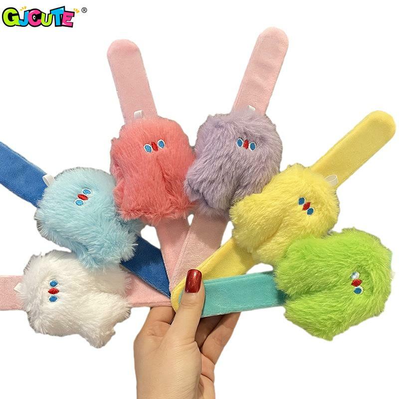 1Pcs Cute Little Monster Plush Clap Circle Toy Cartoon Doll Wristband Slap Bracelets Hand Clap Ring Kids Party Favor Gifts
